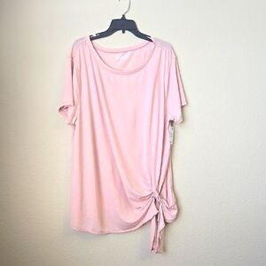 Susina Pink Relaxed Tie Front Short Sleeve Top